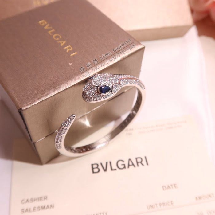 Bvlgari飾品 寶格麗蛇系列白金藍寶石手鐲  zgbq3154